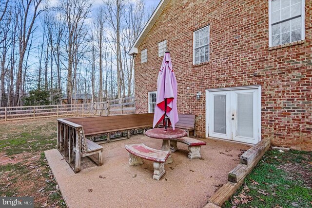 view of patio with french doors