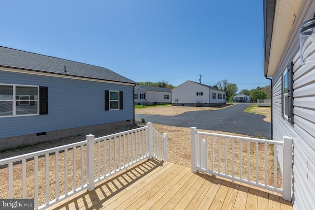 deck with driveway