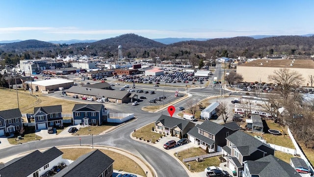 bird's eye view with a mountain view