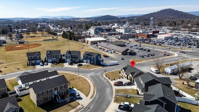 bird's eye view featuring a mountain view