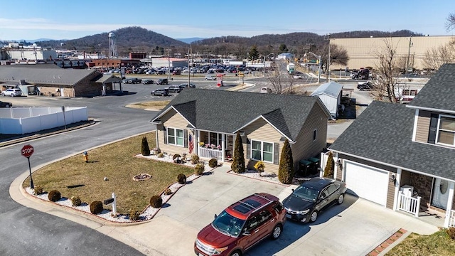 bird's eye view with a mountain view