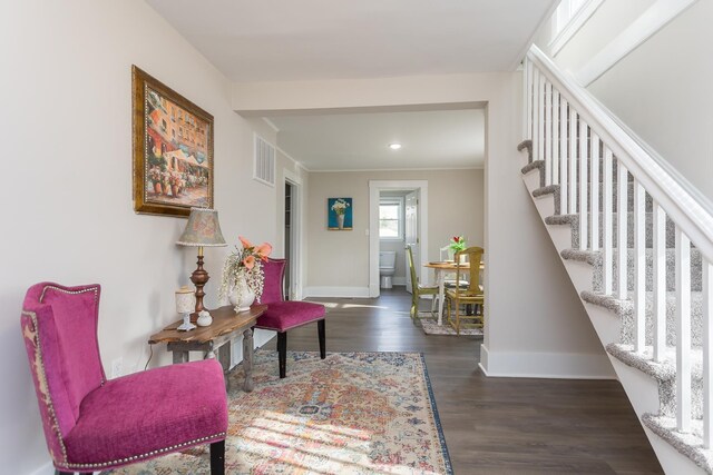 foyer entrance featuring dark hardwood / wood-style flooring