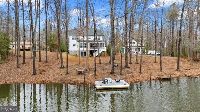 view of dock featuring a water view