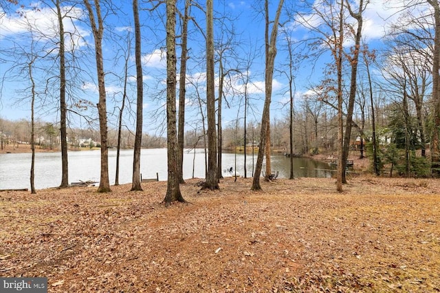 view of yard with a water view