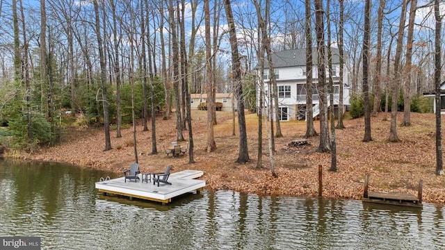 dock area featuring a water view