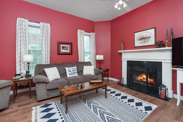 living room with hardwood / wood-style flooring and plenty of natural light