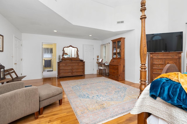 bedroom with light wood-type flooring