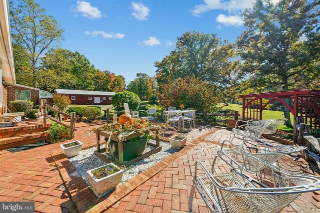 view of patio featuring a pergola