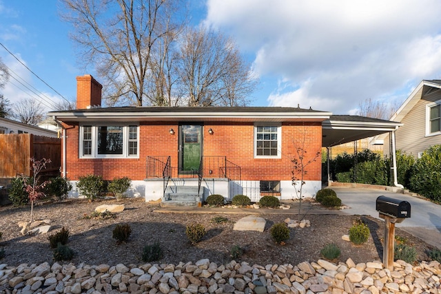 view of front of house featuring a carport