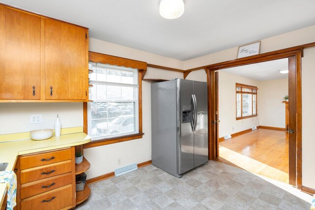 kitchen with stainless steel fridge