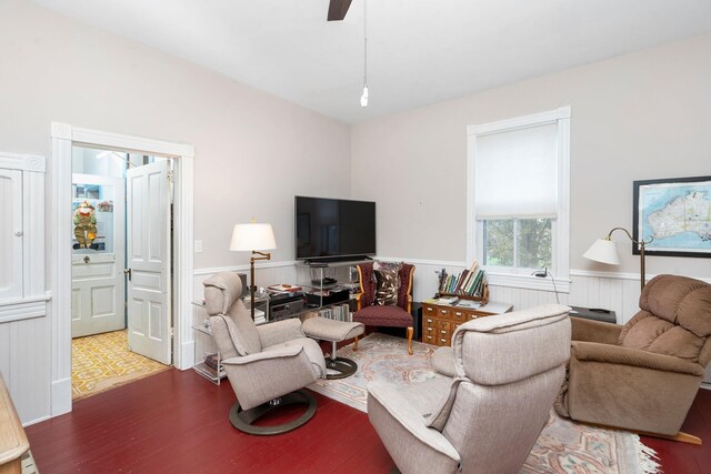 living room with hardwood / wood-style flooring