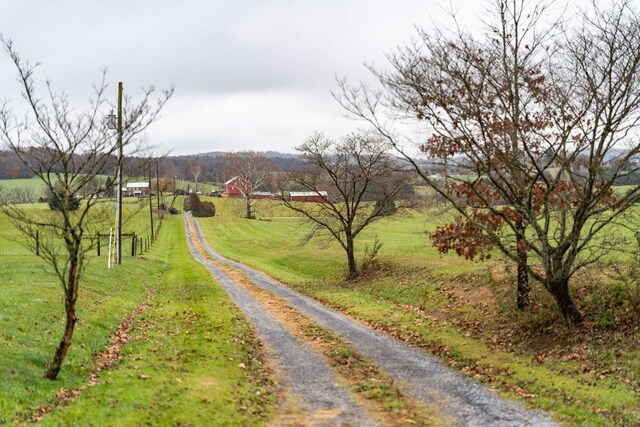 view of street with a rural view