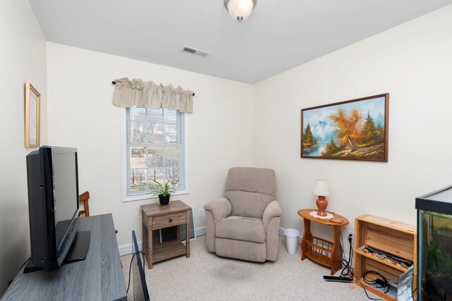 view of carpeted home office