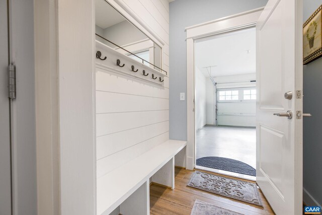 mudroom featuring light wood-type flooring