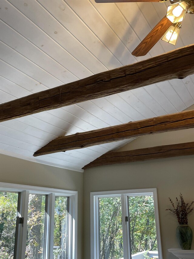 room details with beamed ceiling and wooden ceiling