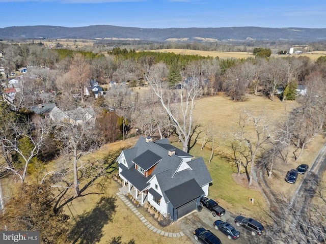 birds eye view of property featuring a mountain view