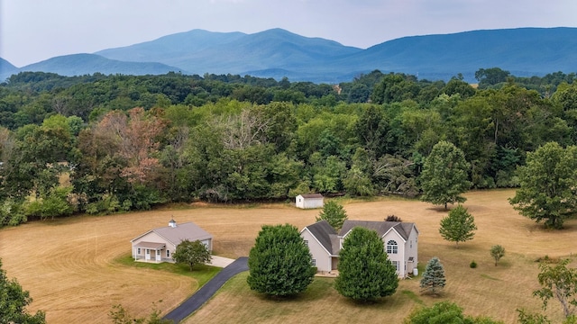 birds eye view of property featuring a mountain view