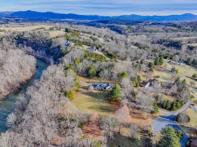 birds eye view of property featuring a mountain view