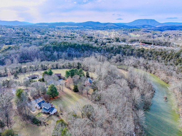 bird's eye view with a mountain view