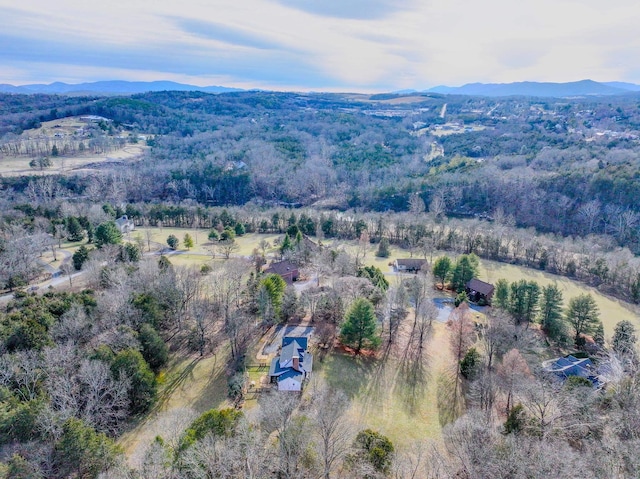 bird's eye view featuring a mountain view