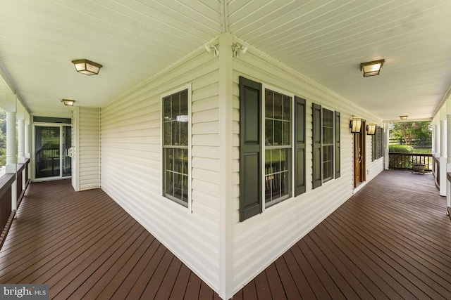 wooden deck with covered porch