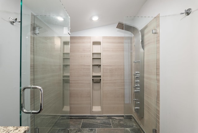 full bathroom featuring a stall shower