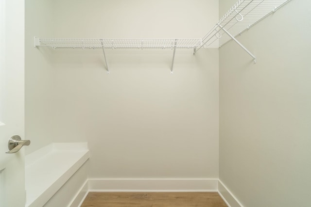 walk in closet featuring wood-type flooring