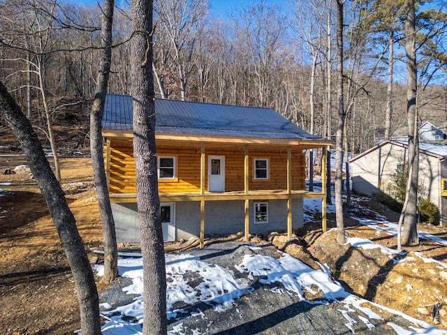 view of log home