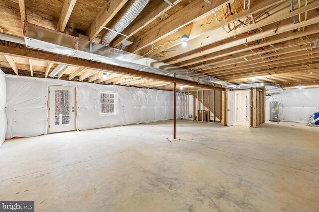 basement with water heater