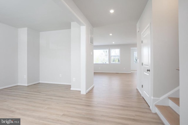 corridor featuring light wood-type flooring