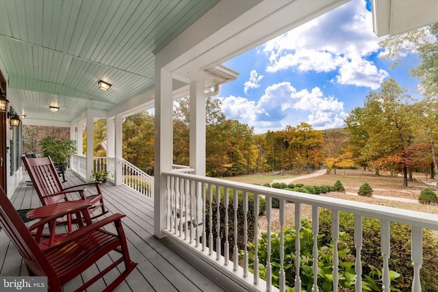 deck with covered porch