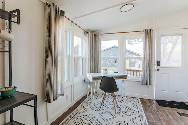 interior space with vaulted ceiling