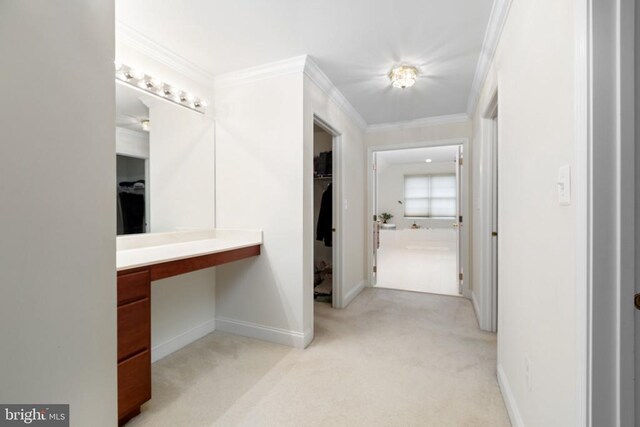 bathroom with ornamental molding