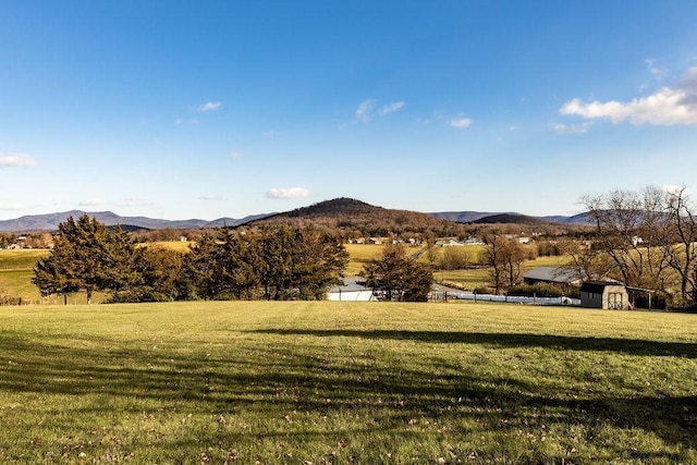 mountain view featuring a rural view