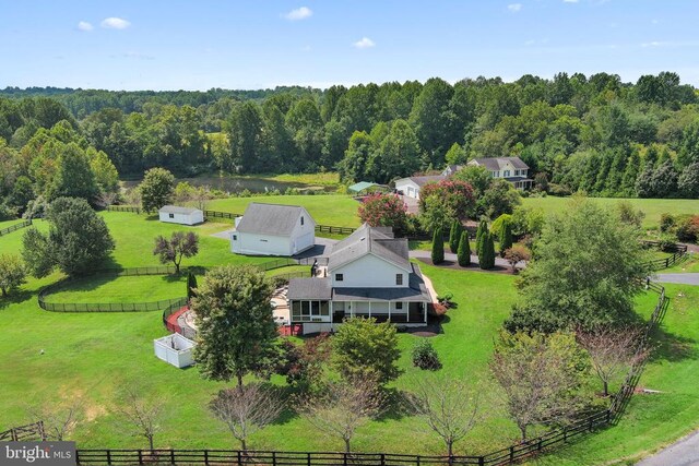 drone / aerial view with a rural view