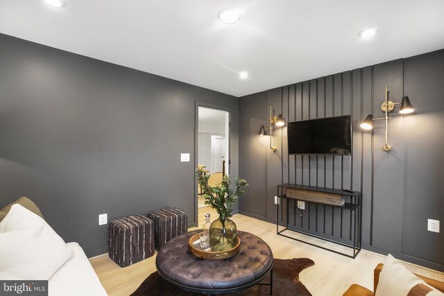 living room with light wood-type flooring