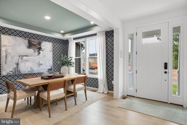 interior space with light hardwood / wood-style floors