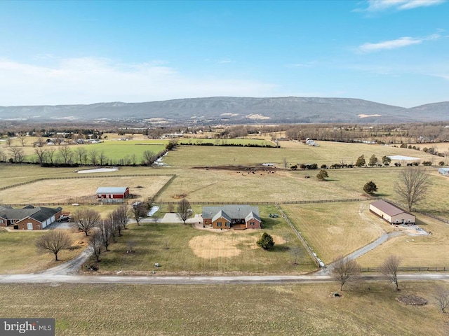 aerial view with a rural view and a mountain view