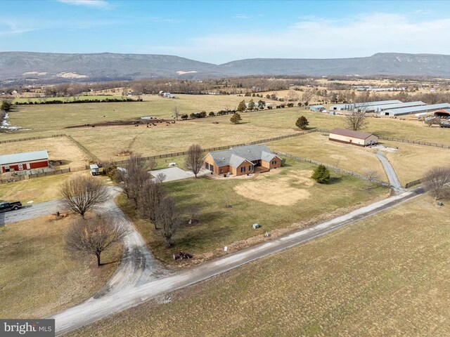 aerial view with a rural view and a mountain view