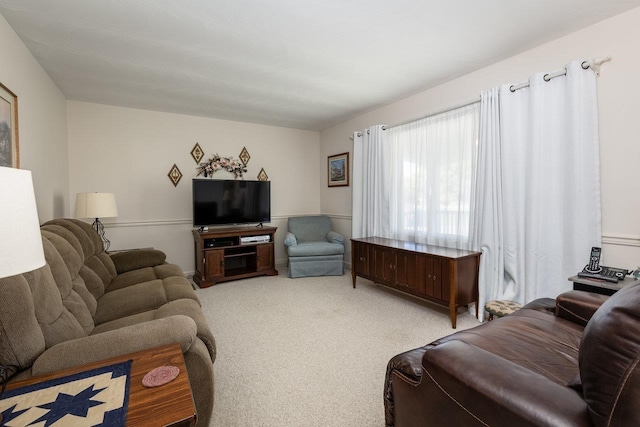 living room with light carpet