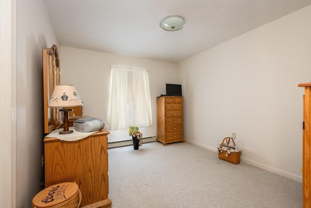 interior space featuring light colored carpet