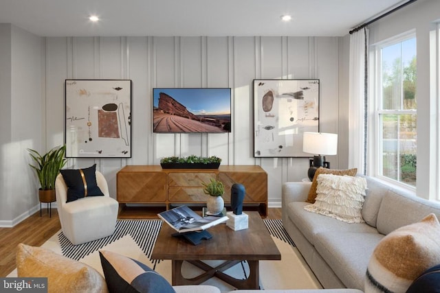 living room with wood-type flooring