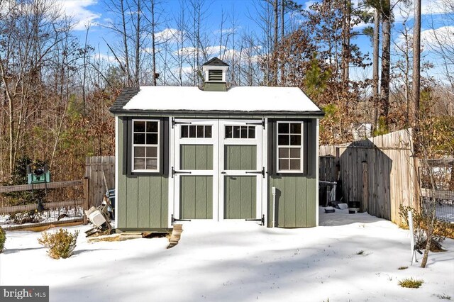 view of snow covered structure