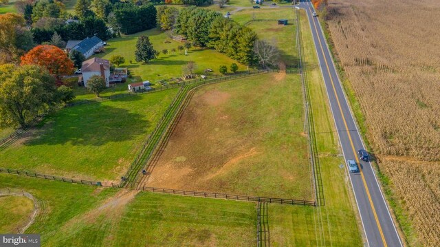 aerial view featuring a rural view