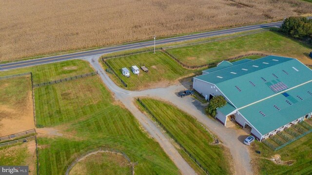 drone / aerial view with a rural view