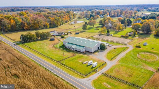 drone / aerial view featuring a rural view