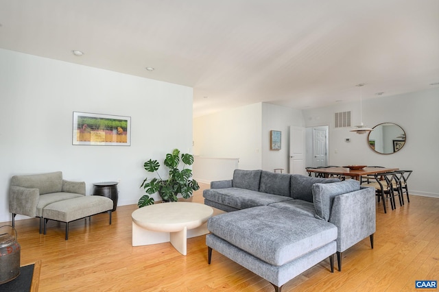 living room featuring light hardwood / wood-style flooring