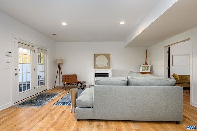 living room with light wood-type flooring