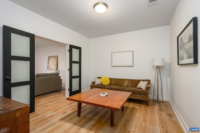 living room featuring light hardwood / wood-style flooring