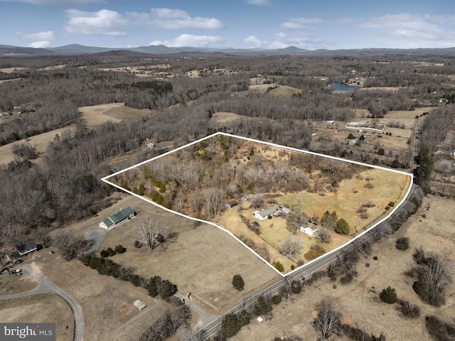 birds eye view of property with a mountain view